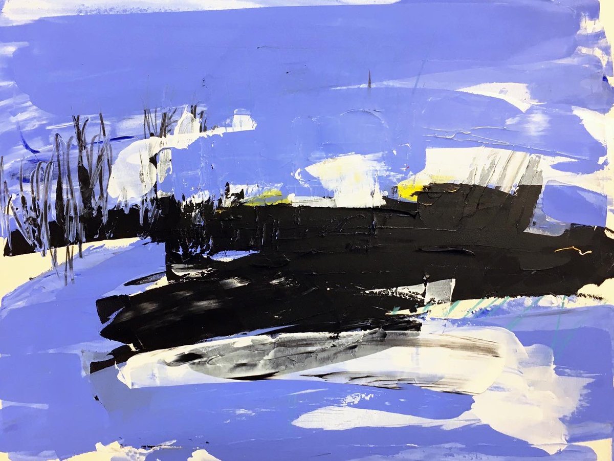 pvandalen's tweet photo. *Winter is here in the 2017 "Les Masses" series, 19 drawings in acrylic, crayon and colored pencil on Fabriano watercolor paper. I was overjoyed in front of the magnificent white, green, black and blue Swiss landscape and had an irrepressible desire to paint.* #patriciavandalen https://t.co/tJ5y3lP8VF