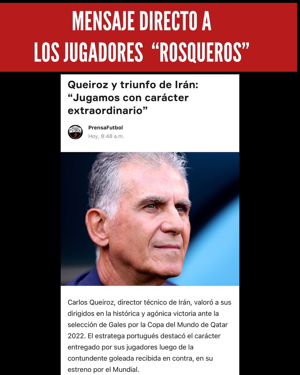LaLibertadDig's tweet photo. Mensaje directo de Queiroz a los Jugadores “rosqueros”, ¿tendrá algo que ver con los jugadores de la @FCFSeleccionCol ? @jamesdrodriguez @Cuadrado https://t.co/Di88ujZnO4