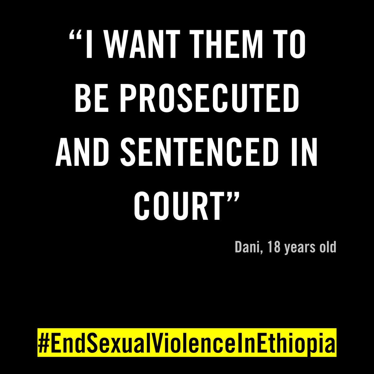 'I don't know if they realized I was a person'. 

We shared harrowing testimonies of women & girls survivors from #Tigray, who suffered rape, gang rape, torture & mutilation.

Survivors deserve justice & accountability. 

#EndSexualViolenceInEthiopia #25November #16Days