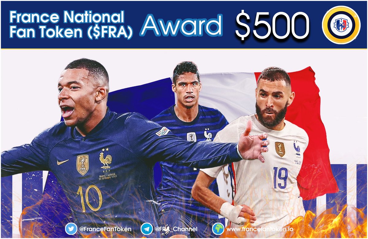 Award announcement. 🥳🥳🥳
Score prediction event, France - Australia.
  We have awarded via wallet 
Link: bscscan.com/tx/0x635d9df5b…
    France Fan Token will host many events throughout the World Cup 2022 and the prizes will keep increasing. The project will grow even better