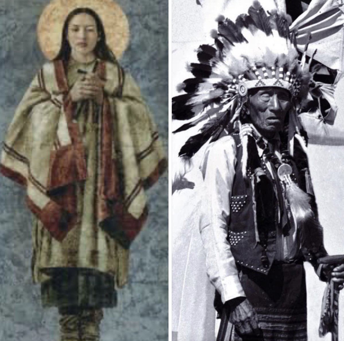 St. Katherine Tekakwitha and Servant of GOD Black Elk, pray for us, that we as a nation remember our sins against the Indigenous People, promote reconciliation, and recommit to laboring for their, and their children’s children’s, flourishing. #NativeAmericanHeritageDay