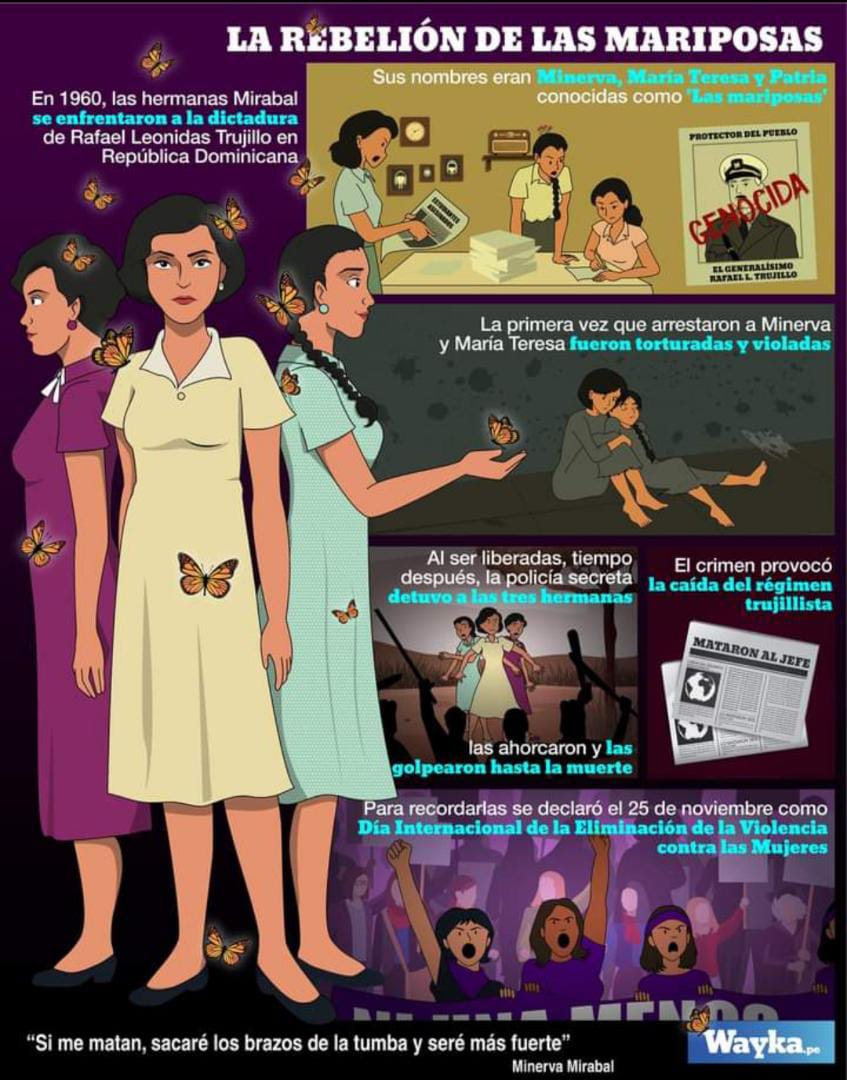 #Historia | Conoce porqué se escogió el #25Nov como el Día Internacional por la Eliminación de la Violencia contra las Mujeres. 
"Si me matan, sacaré los brazos de la tumba y seré más fuerte".                              Minerva Mirabal.
#LaRebeliónDeLasMariposas