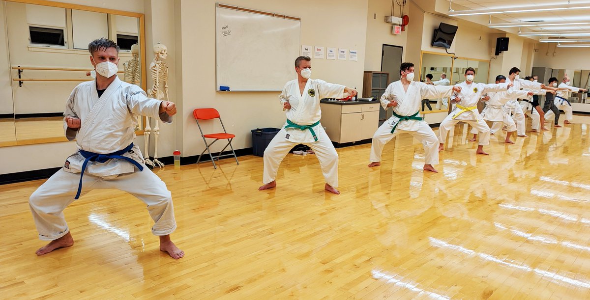 We mask in our dojo because we teach that the way of karate means striving to live up to our obligations to each other and our community.
