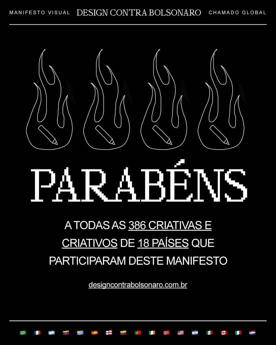 designativista's tweet photo. Lançamos esse chamado logo quando saiu o resultado do primeiro turno, foram 386 criativas e criativos de 18 países.
Esse manifesto representa pra gente, do @DesignAtivista, o fechamento de um ciclo. Por isso, o parabéns e o muito obrigada/o a todo mundo que participou. https://t.co/DP30Ee8oHX