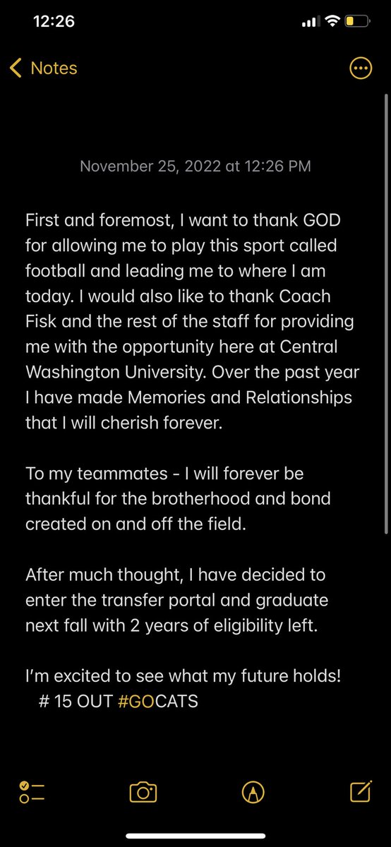 GavenBrasker22's tweet photo. I have officially entered the transfer portal Thank You Central Washington 

Ready for a opportunity https://t.co/D9lo4EhEsH
