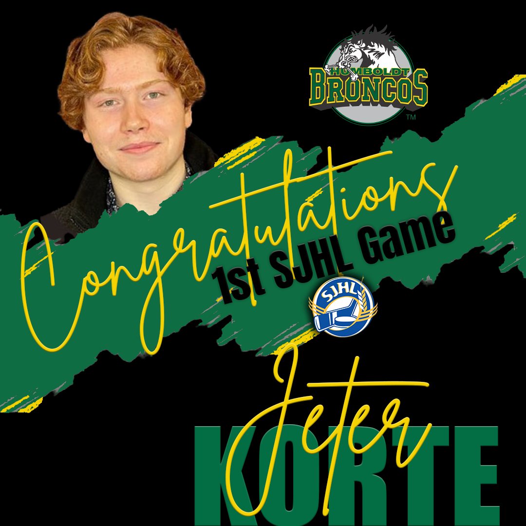 The Humboldt Broncos would like to Congratulate Jeter Korte (05), 1st Round 6th Overall 2020 Draft Pick, who is being called up and will play his first career SJHL game tonight against Yorkton Terriers on Broncos Home Ice!

Enjoy the moment Jeter! 👏🐎