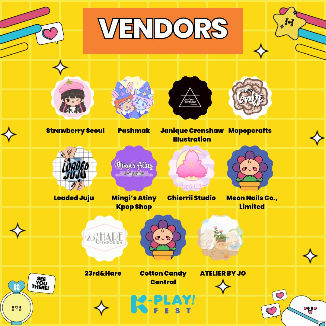 kplayfest's tweet photo. LOOK EVERYONE ‼️ EVEN MORE VENDORS FOR 
K-PLAY! FEST LA 2023 💙✨ https://t.co/PCOVlSqqOv