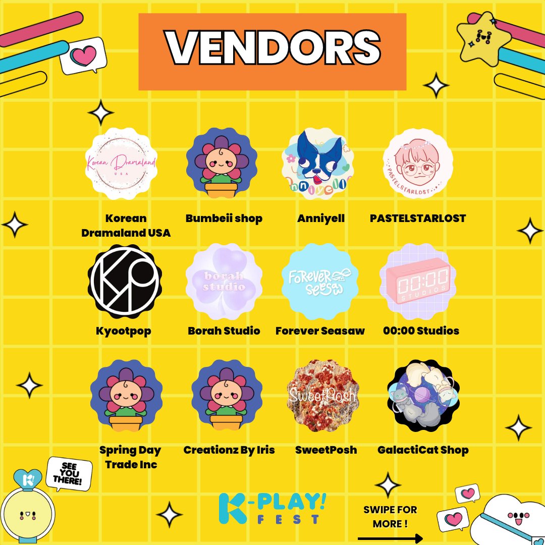 kplayfest's tweet photo. LOOK EVERYONE ‼️ EVEN MORE VENDORS FOR 
K-PLAY! FEST LA 2023 💙✨ https://t.co/PCOVlSqqOv