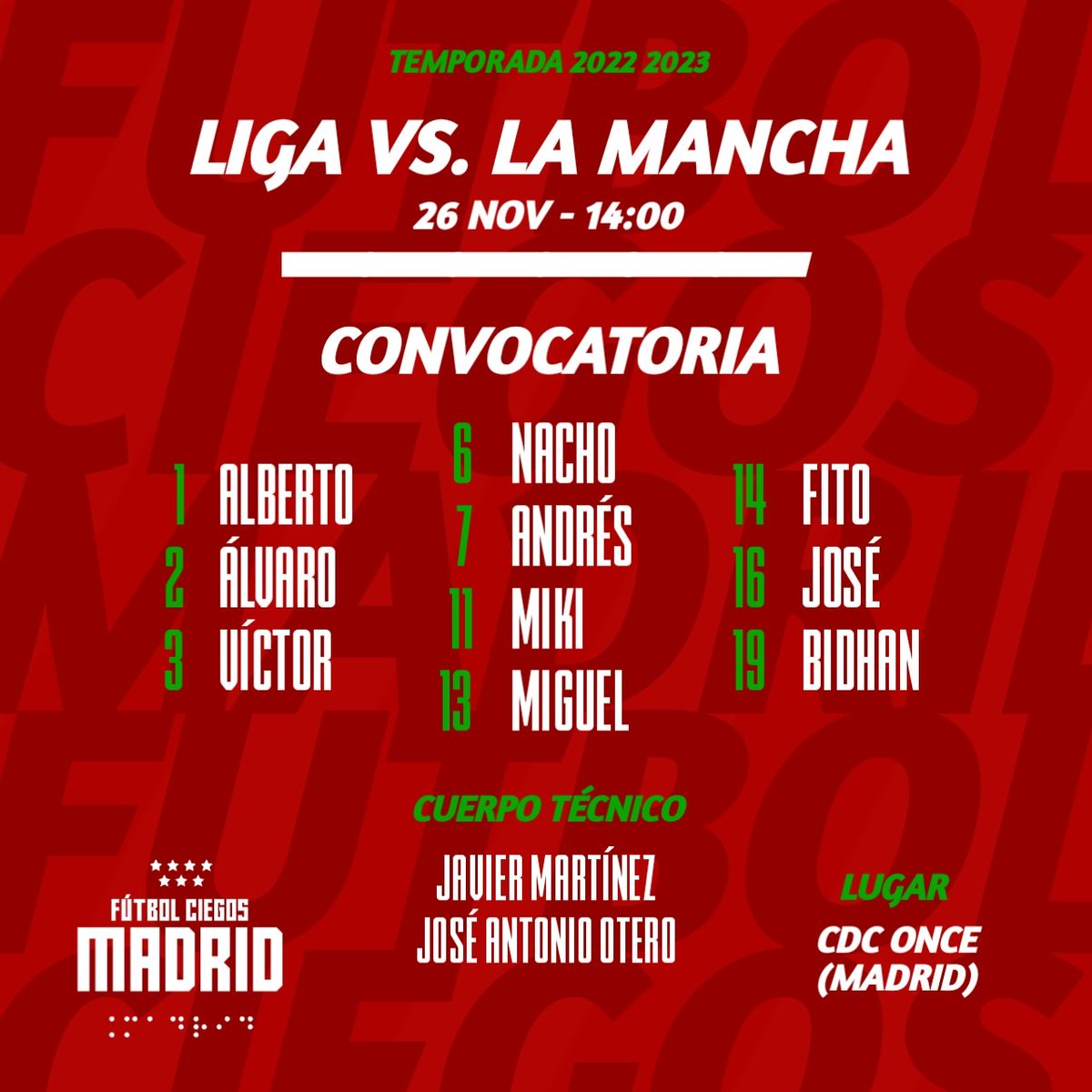 FCiegosMadrid's tweet photo. 📝 LA #CONVOCATORIA DEL MÍSTER https://t.co/Kyui8mXF2I