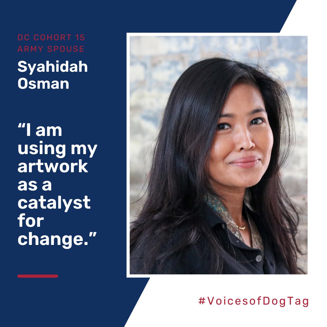 DogTagBakery's tweet photo. In this installment of Voices of Dog Tag, we’re featuring Cohort 15 Alum and Army Spouse Syahidah Osman. Syahidah is a Singaporean-Malay artist and a mother in Springfield, Virginia. 

Read Syahidah’s story here: https://t.co/FgBhrPG21X https://t.co/CxcaXI8Q8j