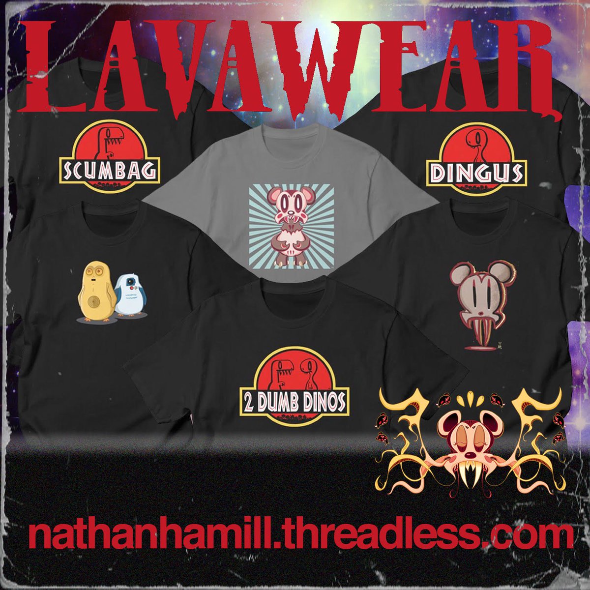 NathanHamill's tweet photo. Happy Black Friday, all! Right now! 25% OFF all LAVAWEAR Threadless shirts!!! https://t.co/tb1S6FAO3A No code needed. Sale will last through the weekend. Go get ’em!!! #lavabear #lavawear https://t.co/wgCH42BeFN
