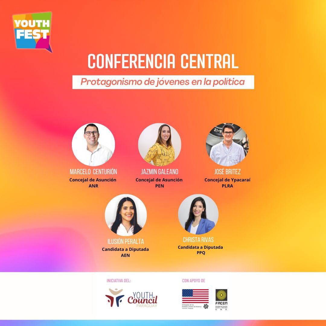 youthcouncilpy's tweet photo. ¡Ya llega el evento donde los jóvenes son los protagonistas! 📢
Te presentamos nuestra conferencia central para adentrarnos en cuanto a la participación juvenil en la política.
Recordá:
🗓️ 03/DIC
📍 FACEN-UNA
🕣 8 a 17 hs
¡See youu! 😉
#YouthCouncilPy #YouthFestPy https://t.co/SQtuiRMIcd