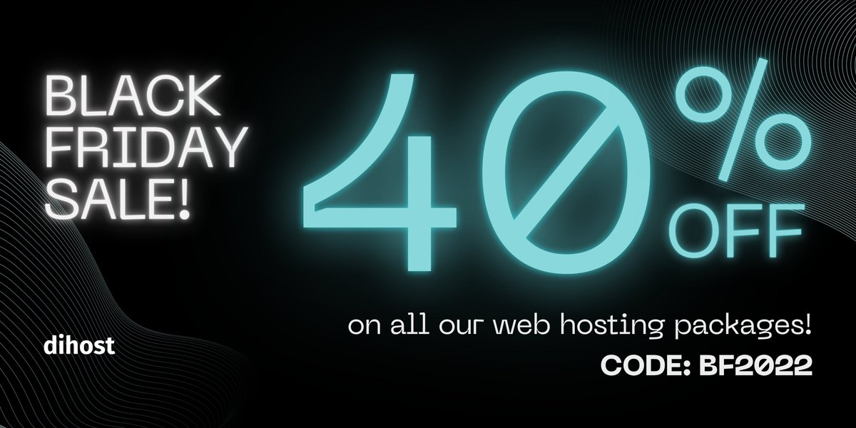 dihost_official's tweet photo. Don't miss the #deal of the year on https://t.co/1oOM9GqP65!

This #BlackFriday we offer 40% off on all our #hosting packages. Lifetime #promo code: BF2022

Promo ends on 30.11.2022 https://t.co/eQiDPqnzyM