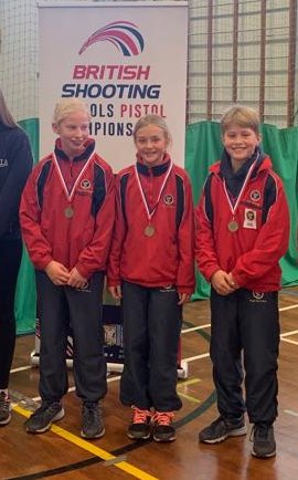 British School Shooting-Jess making finals with 2 team mates also through to the shoot off Jess🥇in junior and team🥇Tabs 4th/William 7th-Emily shot so well &amp; was 9th intermediate overall 1 place off the final shoot off-So proud of you all <a href="/KCTSport/">King's College Sport</a> @KingsHallSchool @CoachSmiler