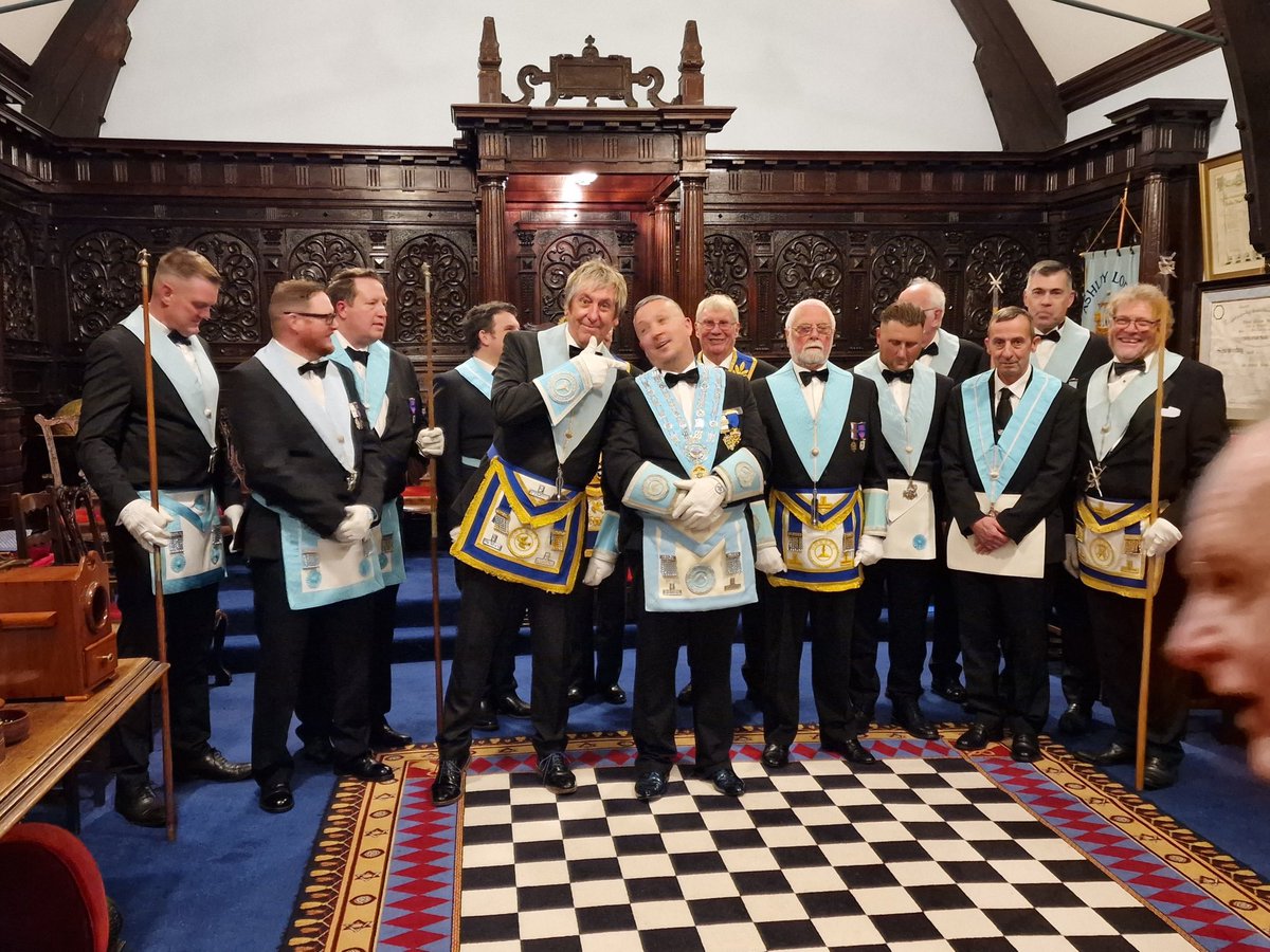 So far so good, our new Master with his officers. On to the Festive Board, Steak and Chips … can’t be bad!