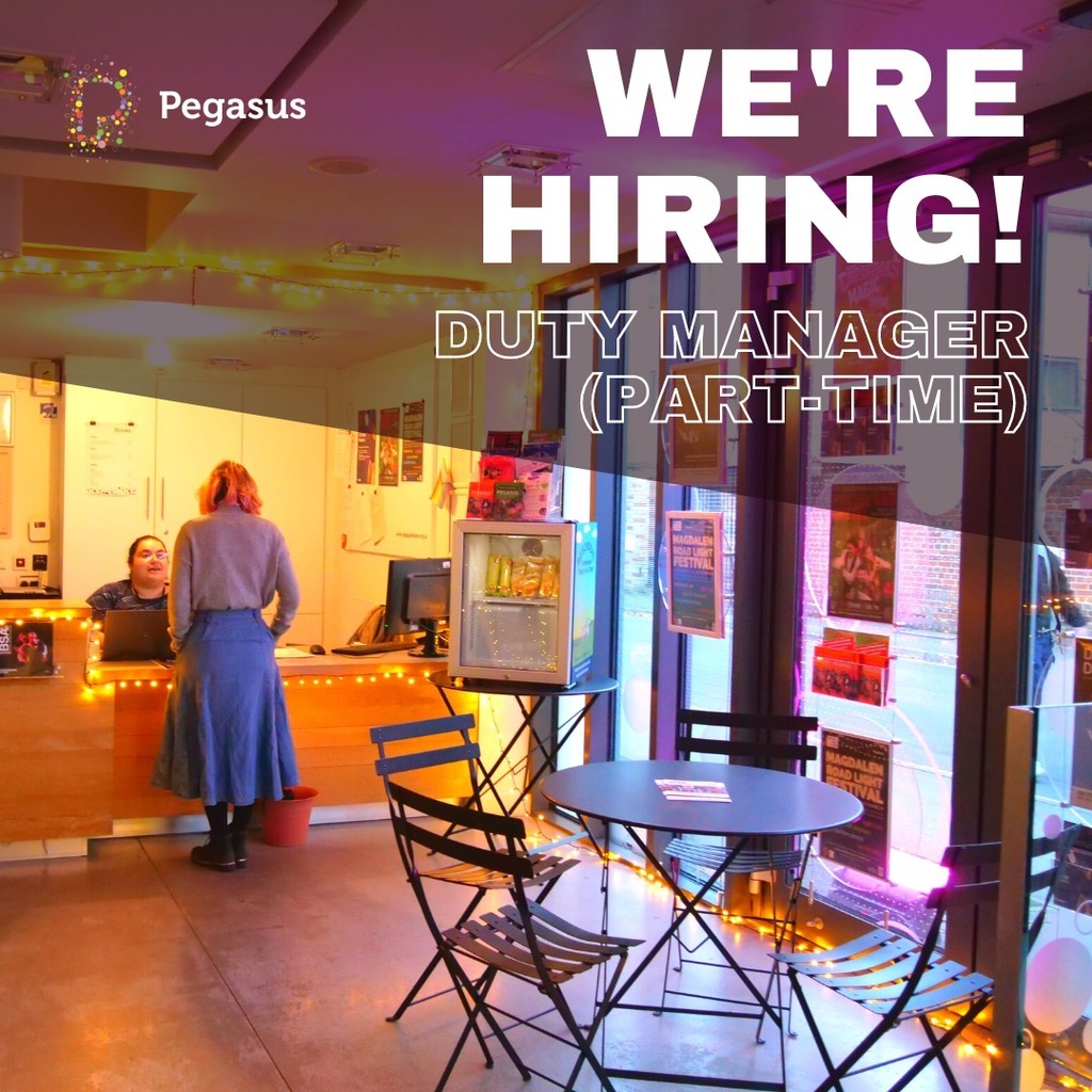 Pegatweet's tweet image. ✨ Join the team at Pegasus! ✨

We're hiring a Duty Manager for 10-25 hours a week. You could work with us greeting customers, registering students, running ticket sales, and helping with building operation and maintenence!

Find out more via the link… instagr.am/p/ClZWi_Ko-AZ/