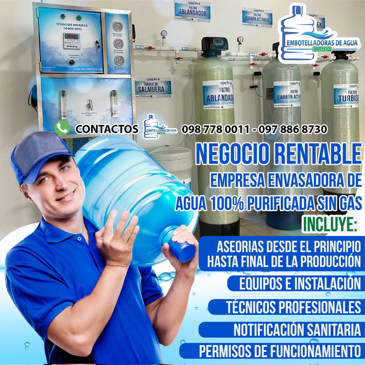 INFOWATERTECH1's tweet photo. Ser tu propio jefe es posible ahora 🔔 ⏰

Obtén tu planta purificadora envasadora de agua 💦 y emprende en tu propio negocio
#emprendimiento #emprendeEcuador #EmprendeconWatpro #Watpro #osmosisinversa #negociosrentables2021 #AguaEnvasada #PlantasPurificadorasdeagua #Filtros https://t.co/FWXOSDmMfB