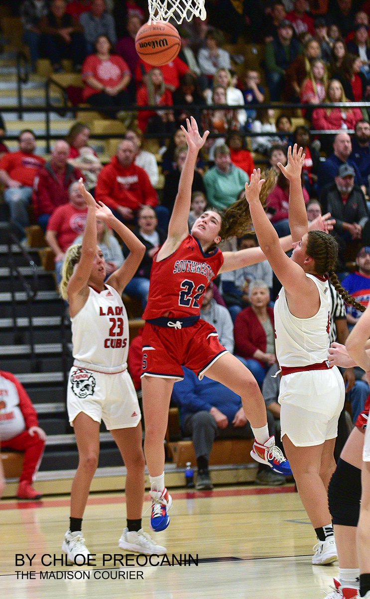 CampbellSports's tweet photo. Madison's girls won their 11th-straight Victory Bell with a 56-30 win over Southwestern on Wednesday. (Madison Courier photos by Chloe Preocanin) https://t.co/S1k5dMu5hh