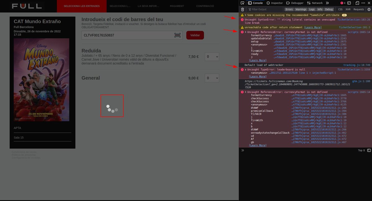nikochan84's tweet photo. @Cines_FULL la compra d'entrades en l'idioma de la web en català NO funciona
https://t.co/0cKzjamPOm https://t.co/14UofX7sSd