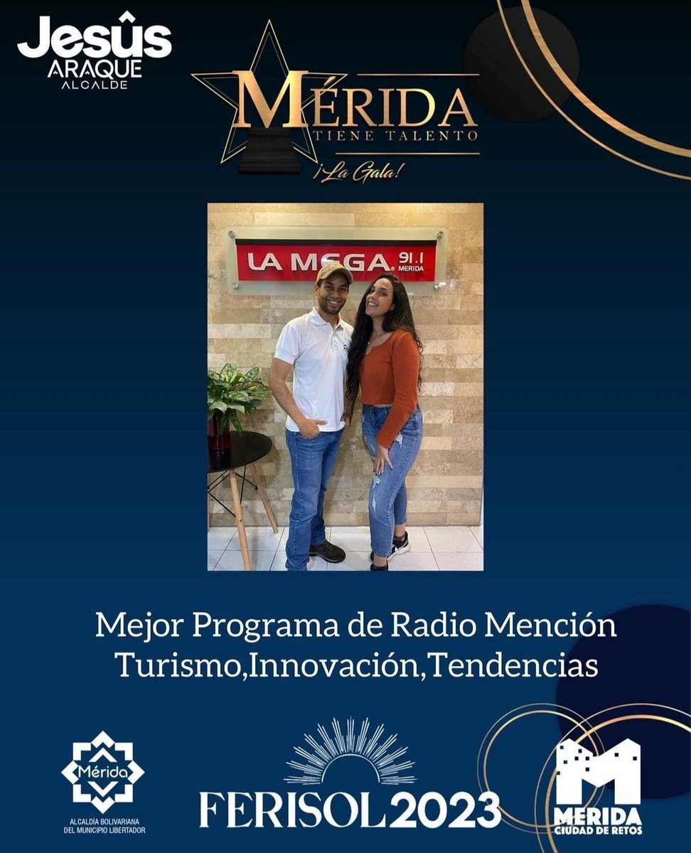 MarcosChourio's tweet photo. #Ferisol nos ha nominado al #Merida Tiene Talento...
Agradecido de corazón, si quieren votar vayan a la cuenta de FERISOL y votan por nosotros...
Trabajamos por el #turismo de #Merida
https://t.co/W5JrO8VP1D https://t.co/Sc0otQvZ9o