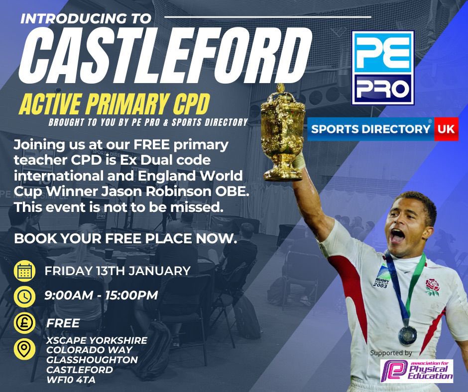 Waggataurus's tweet photo. @PE_ProApp IS COMING TO CASTLEFORD π
Are you a primary school teacher in need of ideas to teach a broad curriculum in PE?
#ActivePrimaryCPD is coming to West Yorkshire to deliver FREE Primary CPD for Physical Education.
Sign up today π https://t.co/wOvvbie69q
@sportsduk https://t.co/mqN0au0LE9