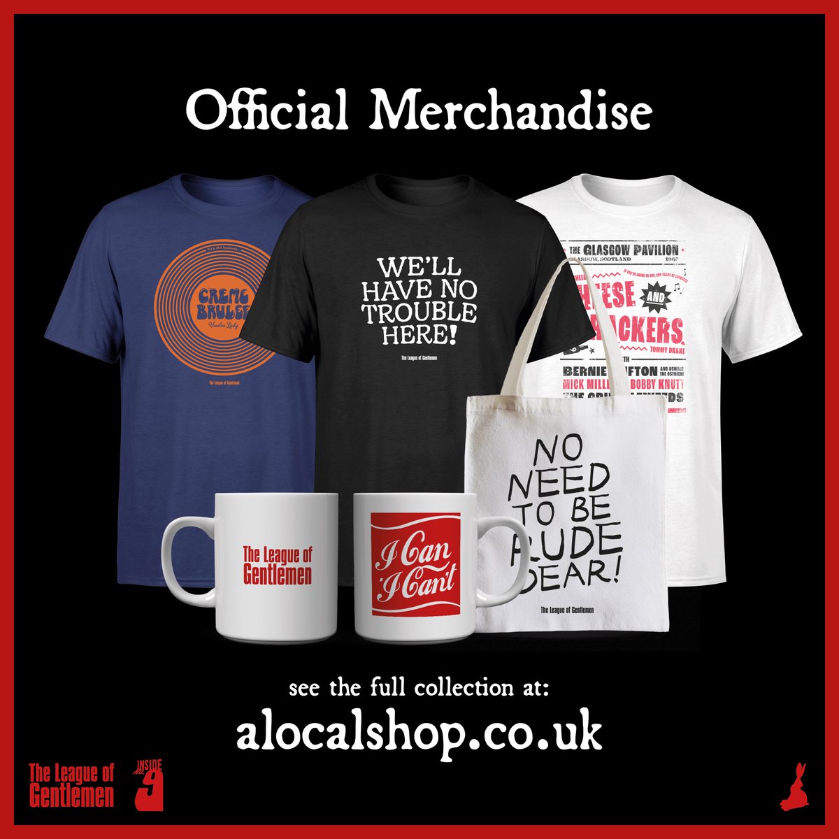 SP1nightonly's tweet photo. Some new League and Inside No 9 merch available just in time for Christmas. Visit https://t.co/xuQzcH45iM to check out the latest designs... Cheese &amp; Crackers tour t-shirt? I can I can't. https://t.co/oCw73r0xzy