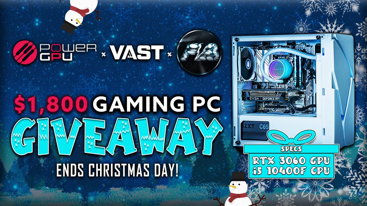 Here is 3 of 6 PC giveaways! We're excited to launch this $1,800 Gaming PC giveaway with @PowerGPU& @IFrostBolt! To enter, perform these actions via the link below: - Retweet and like - Follow @PowerGPU, @IFrostBolt& @VastGG Enter Here: vast.link/PC