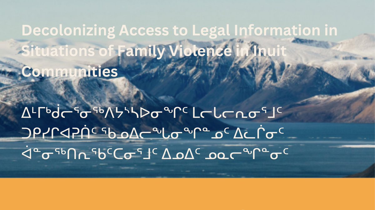 Check out this online panel hosted by the Law Society of Nunavut and the Public Legal Education Association of Canada on "Decolonizing Access to Legal Information in Situations of Family Violence in Inuit Communities" happening this Monday ✨

To register: bit.ly/3V8BLQq