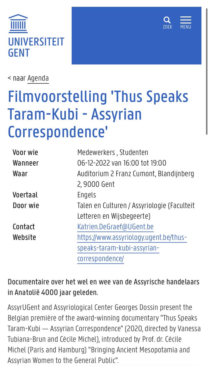 assyr_u's tweet photo. AssyrUGent and ACGD present Belgian première of ‘Thus Speaks Taram-Kubi - Assyrian Correspondence’! https://t.co/pPVkWtTcpR