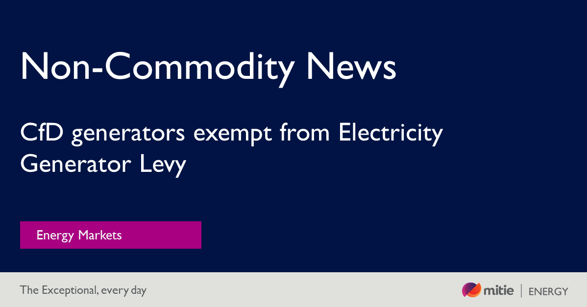 The government has confirmed that the new, temporary Electricity Generator Levy (EGL) will not apply to electricity generated under a Contracts for Difference (CfD).
#EnergyMarkets