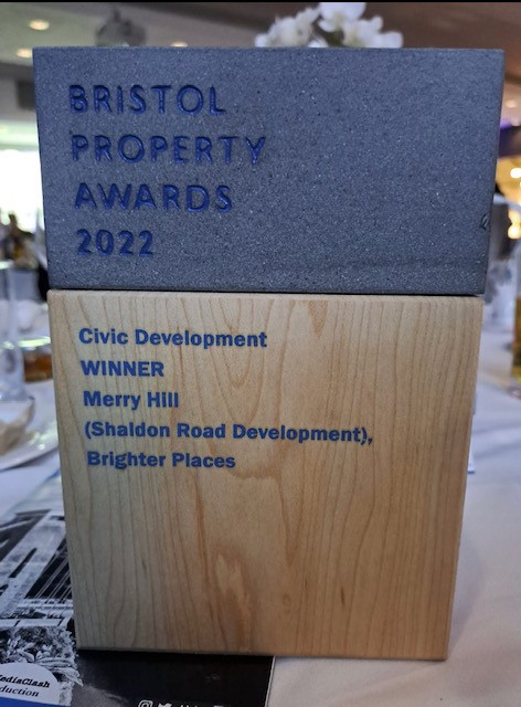 Development_BP's tweet image. Our Merry Hill self-finish scheme of 50 affordable homes in Bristol has won the Civic Development award at the #bristolpropertyawards Great job team!🙌
