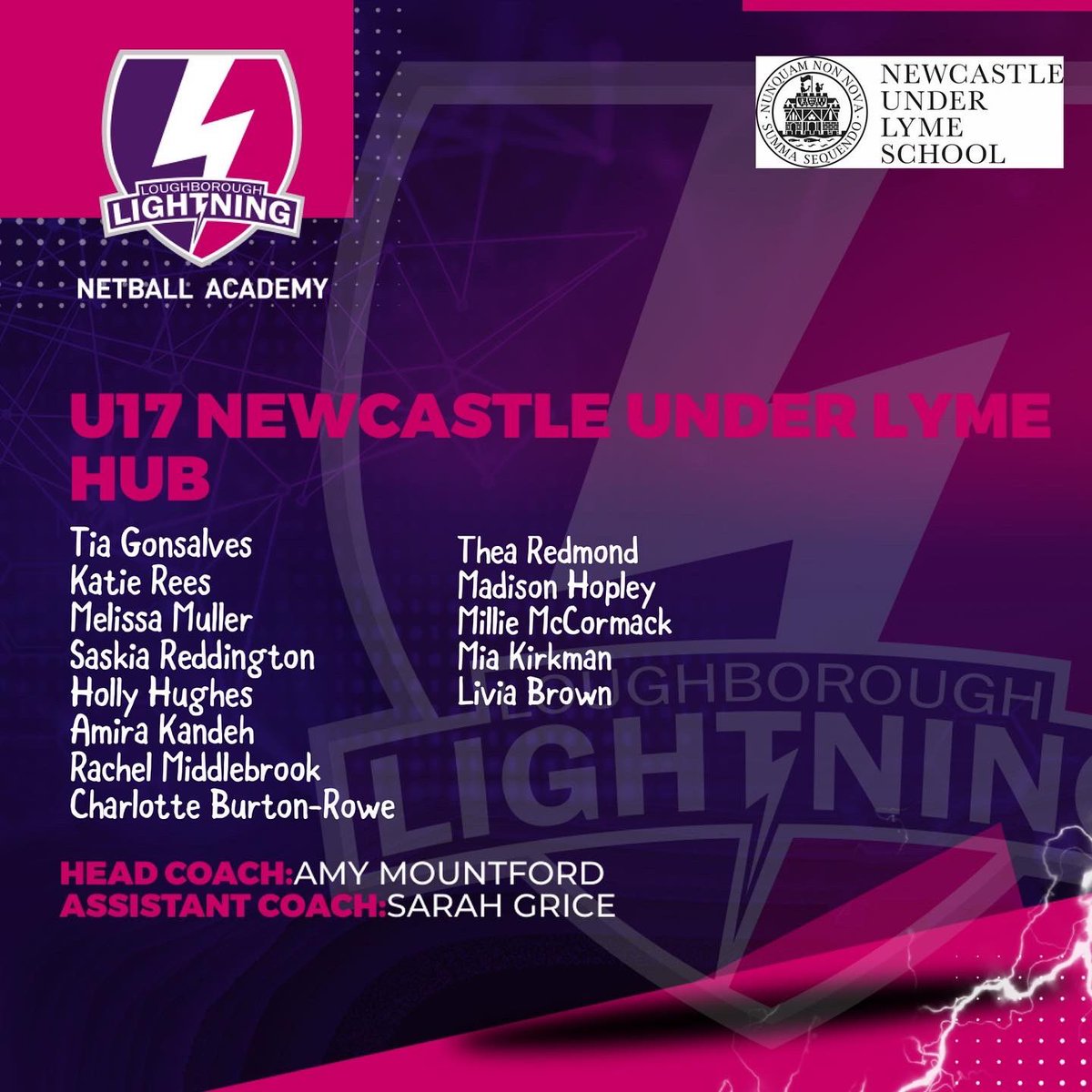 Lightning_Acad's tweet photo. Meet the squads 👋

Each week we will focusing on one of our fabulous hubs. This week the spotlight is on our Newcastle Under Lyme U17 and U15 hubs. Well done to all involved 💜 https://t.co/u7RnCmaQbQ