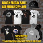 Image for the Tweet beginning: 25% off all merch today!!