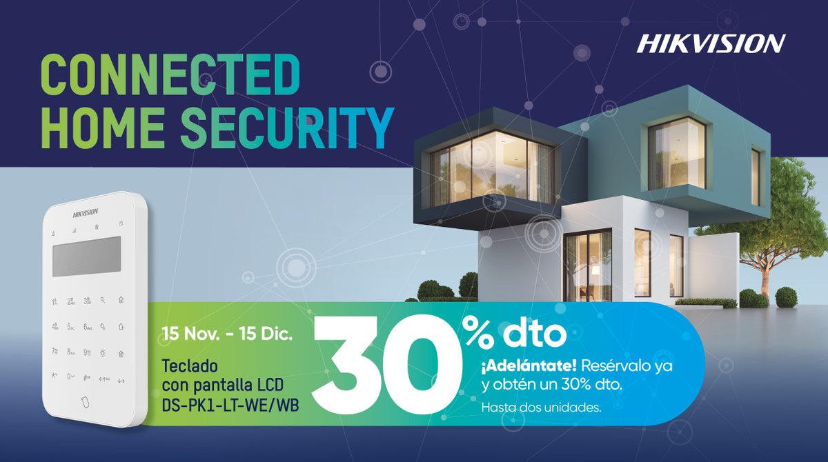 El nuevo teclado con pantalla LCD DS-PK1-LT-WE/WB de Hikvision, permite un fácil armado y desarmado de tu sistema de alarma. Además, hasta el 15 de diciembre, aprovecha nuestra promoción y resérvalo con un 30% de descuento.

Descubre más 👉content.hikvision.com/connected-home  

#educación