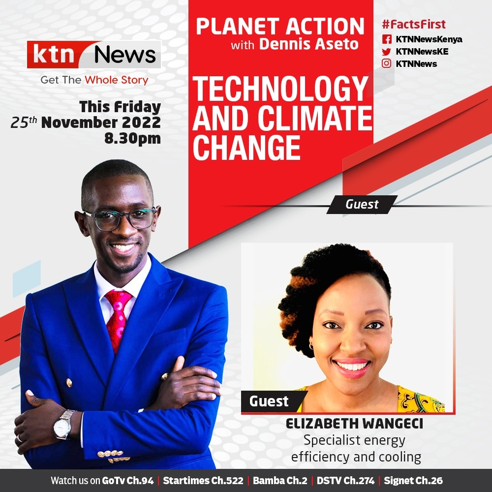 ElizabethWChege's tweet photo. Delighted to be a guest on Planet Action with Dennis Aseto speaking on Technology and Climate Change.
Join me tonight, 25th Nov 2022 at 20:30 EAT on KTN News.
#SEForAll #StartAtZero #ActNow https://t.co/gmTELXEpoE