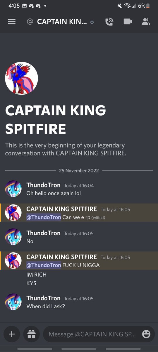 BurstLord513's tweet image. Well @kingdarklord117 is back once again, and now I'm his new target, how fascinating, and rather funny

I am sooo scared, but nah, more grossed out at his hideous picture.