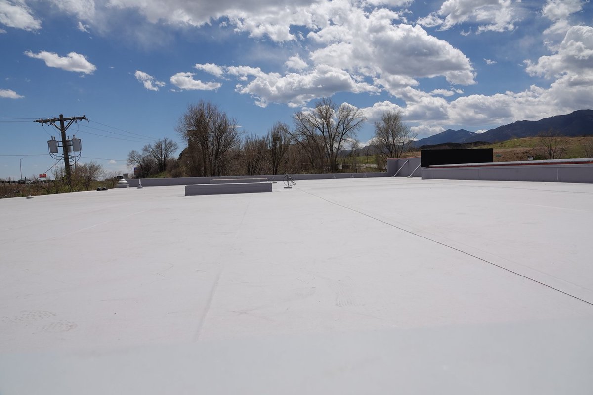 Divine Roofing can make repairs or replace flat commercial roofing systems. Call our office today to get a free quote divineroofinginc.com #coloradosprings #roofingcompany #bestroofingcompany #roofinginspection #commercialroofing #roofinstallation #shingleroofing #metalroofing