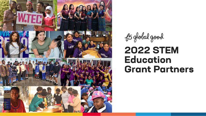 F5_EMEA's tweet photo. We are proud to celebrate our 2022 STEM Education Grant partners. Each one is breaking down the barriers that prevent women from entering STEM careers. Learn more: https://t.co/49Q03iGqV9
 #F5GlobalGood https://t.co/d93DWuKgbF