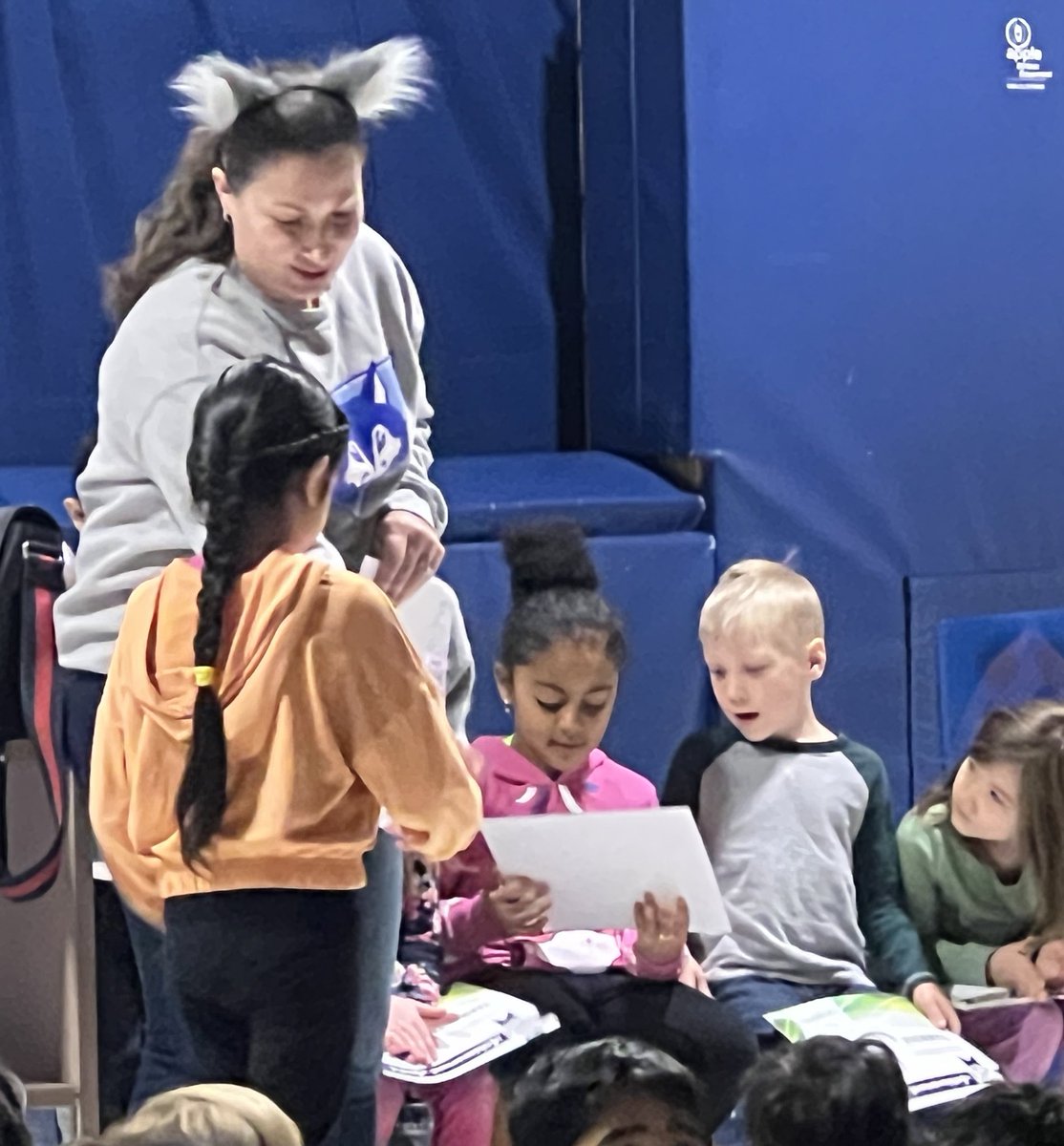 WolvesPrincipal's tweet photo. It was our Teamwork character trait assembly today. So proud of our Wolves 🐺 and how respectful they are for adults but also their peers. Yes, it was spirit day and staff were wearing their Wolf ears 🤣 @GEDSB https://t.co/kqF64egwjl