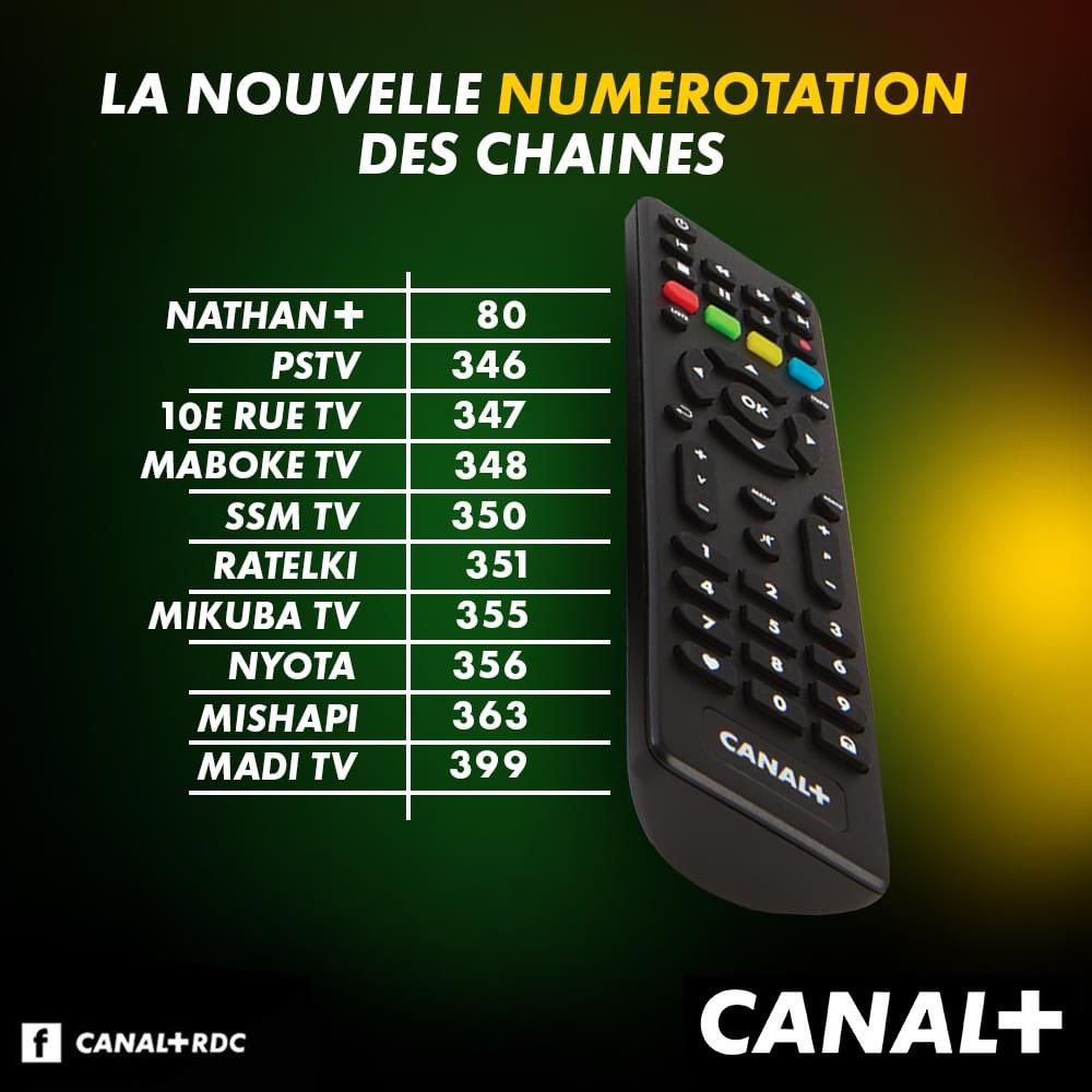 KimKimuntu's tweet photo. Voici désormais la nouvelle numérotation de vos chaines préférées 👇🏿
#CANALPLUSRDC https://t.co/vptw6iVT5k