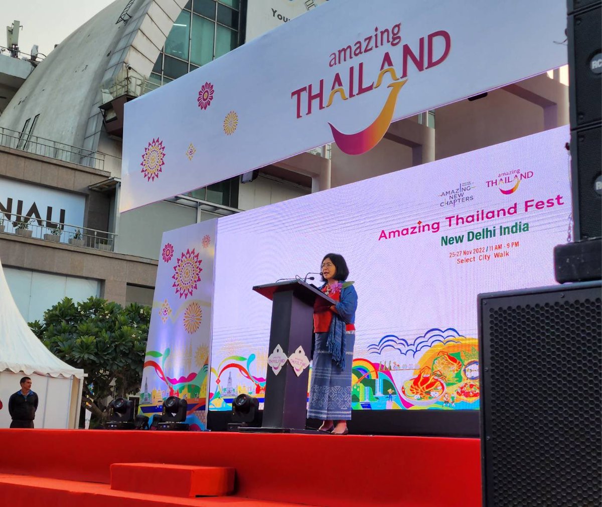 ThailandinIndia's tweet photo. Amb Pattarat presided over the Opening ceremony of the Amazing Thailand Fest 2022, together with TAT Executives. The event will be held until 27 Nov at Select City Walk. 
#thailandinindia
#amazingnewchapter https://t.co/KWrzlHFsPP