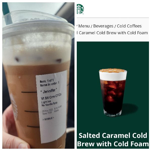 jenSedgley's tweet photo. Decided to spend a small fortune ($6) and treat myself to a @Starbucks cold brew. Here's what I got vs. What I expected. What a disappointment 😔 https://t.co/EJAdvRyblk