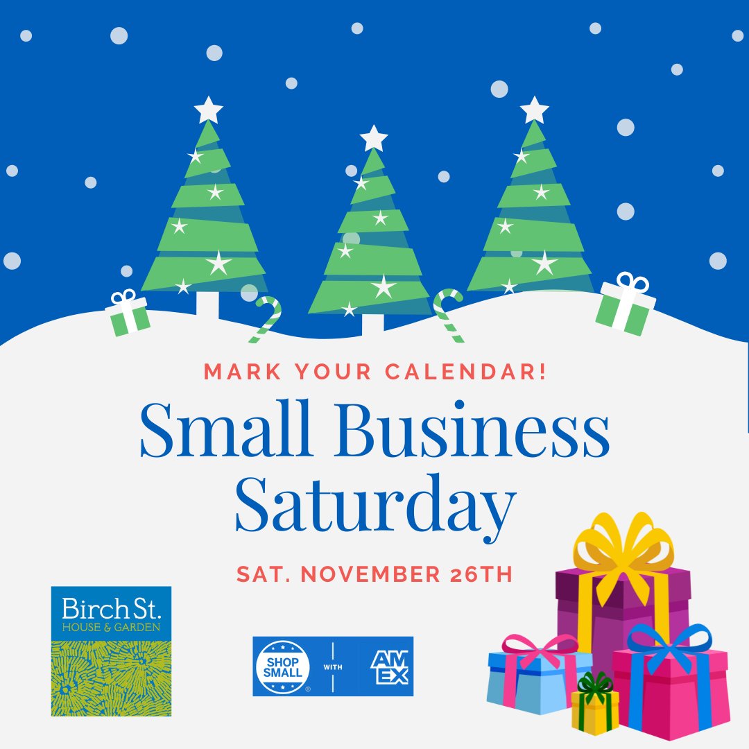 We hope you'll come out to support our local businesses tomorrow for Small Business Sat! Birch Street House & Garden is a great place to do some holiday shopping. Plus, you'll get a $15 gift card to be used in 2023 w/ purchase of $150+. #ShopSmall #ROSLove #ShopLocal #SmallBizSat