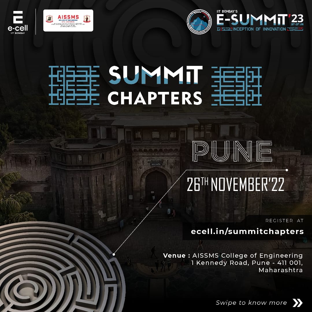 avwaghmare's tweet photo. The Entrepreneurship Cell, IIT Bombay is Asia's largest student-run entrepreneurship body  in association with All India Shri Shivaji Memorial college of Engineering Pune on 26th November, 2022 from 9 AM to 5 PM to organize its Pre- Summit events https://t.co/rewbpaz8U3 https://t.co/VUzYqTvGhG