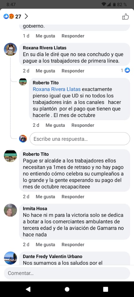 mosquito__pe's tweet photo. Y la página del FB de la municipalidad se llena de quejas. https://t.co/cOC8zPec1K