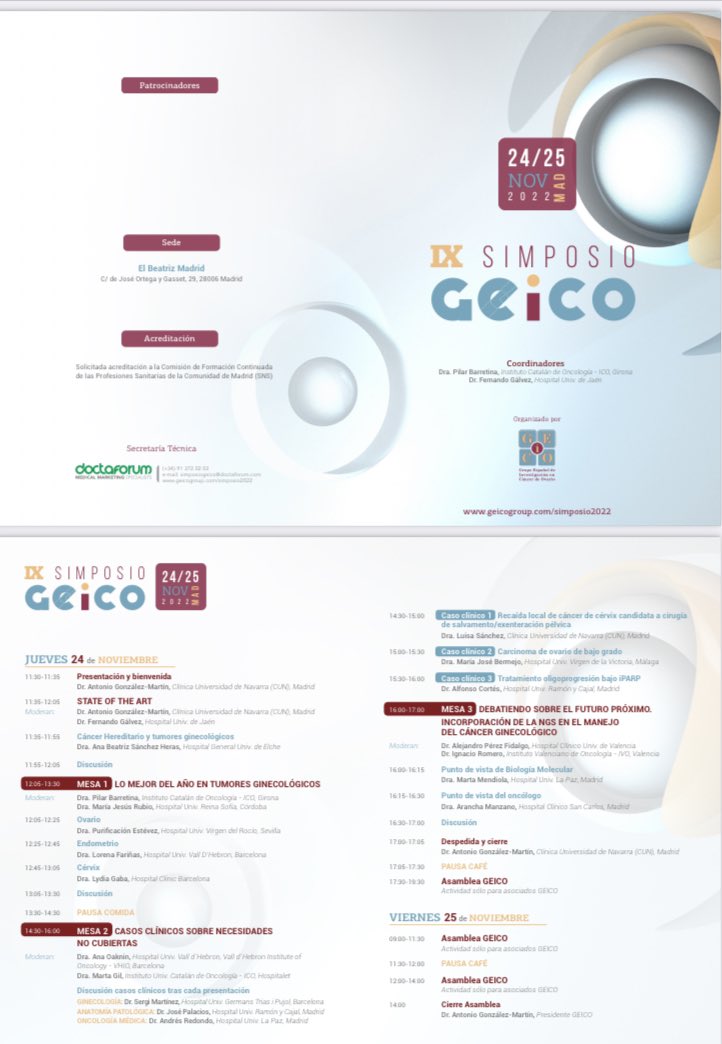 Finalizamos el IX Simposio GEICO!! Muchas felicidades a los ponentes por la calidad de sus presentaciones!! Sin duda, <a href="/GEICOgroup/">GEICO-Spanish Gynaecological Cancer Research Group</a> líder en formación e investigación en tumores ginecológicos a nivel nacional e internacional. Un gran trabajo de equipo.
<a href="/BarretinaPilar/">Pilar Barretina</a> <a href="/FrodoGalmon/">Fernando Gálvez</a>