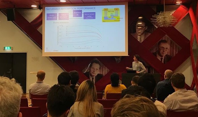 TomReep97's tweet photo. Got to show off some passive mode-locking results using one of our integrated graphene saturable absorbers at IEEE Benelux today, was fun
@PhotonicsUGent @GrapheneEU https://t.co/4Oxl0LQpSe