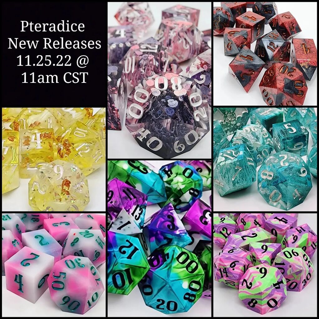 futurexmsmalcom's tweet photo. I'm off to see the fam for turkey dinner, but these sets will be live in 10 minutes!
.
.
.
.
.
#dnd #dnd5e #dnddice #thediceguild #dice #diceaddict #dicehoard #homebrewdice #dicegames #dicegame #diceporn #dicelove #dicegoblin #dicemaniacsclub #d20 #dicec… https://t.co/KwA7DTCLdh https://t.co/2Aq8SszQ5i