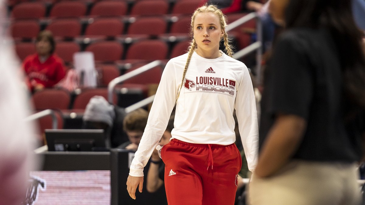 Louisville women will be without Hailey Van Lith for today's game against Longwood. No explanation as yet, in sweats before game, small limp.