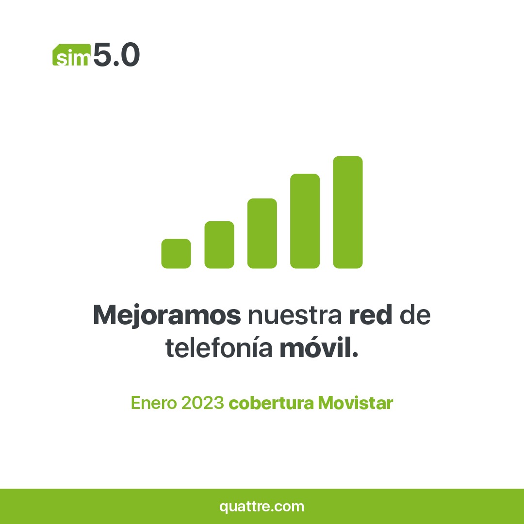 💣 Mejoramos nuestra red de telefonía móvil 💣

➕ Conexión
➕ Cobertura
➕ Estabilidad 
➕ Velocidad

Os hemos escuchado y después de mucho trabajo, ¡lo hemos conseguido! 🥁🥁🥁

¡Cambiamos a la cobertura de Movistar! 😎

Más info en las próximas semanas 🤭

#Quattre #movil